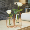 Rose Gold Metal Stand Clear Tube Glass Vases